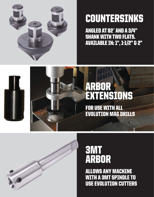  Countersinks, Arbor Extensions, 3MT Arbor & More.
