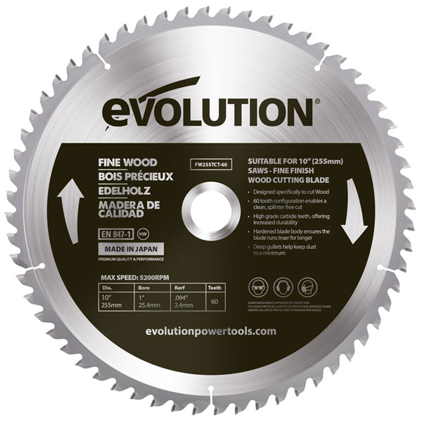 10 in. 60T, 1 in. Arbor, TCT Fine Wood Cutting Blade (Fits Miter Saws)